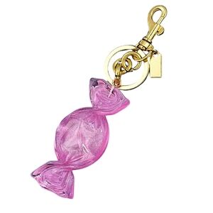 NWT Pink Candy Resin Keychain with Gold Hardware